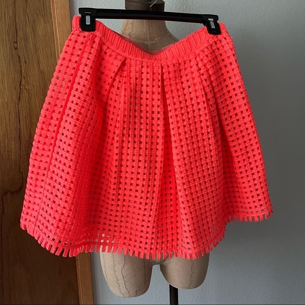 ANOTHER EDITION Japan sz S Bright Coral Orange Basket Woven Weave Skirt